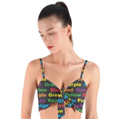 Red-yellow-blue-green-purple Woven Tie Front Bralet