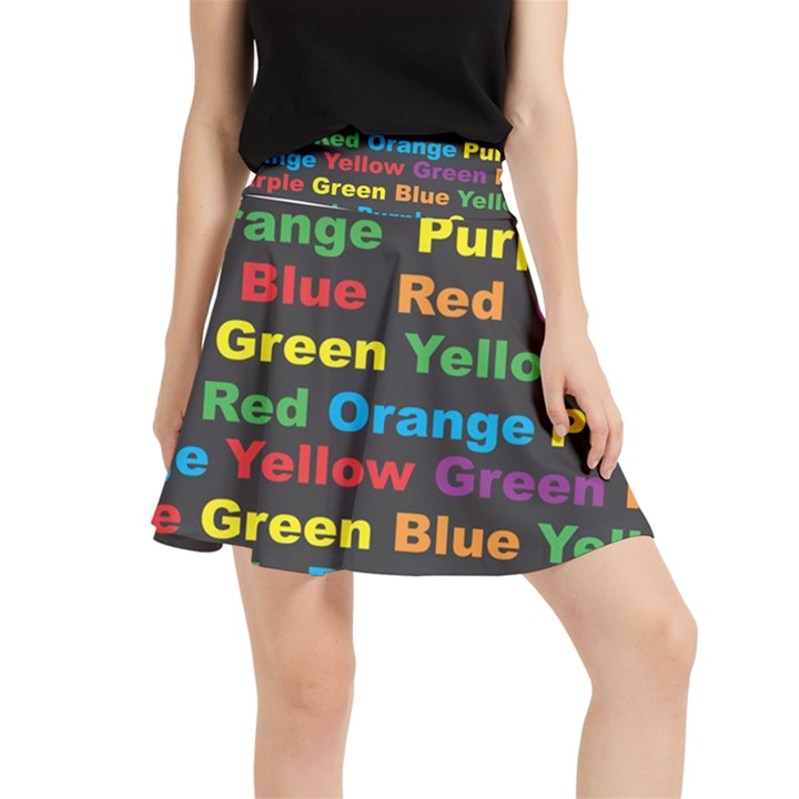 Red-yellow-blue-green-purple Waistband Skirt