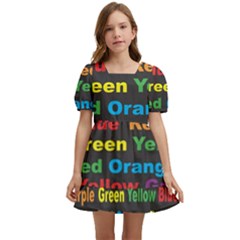 Red-yellow-blue-green-purple Kids  Short Sleeve Dolly Dress by Wav3s