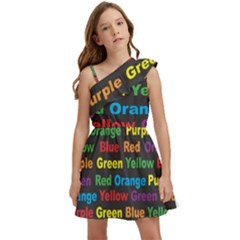 Red-yellow-blue-green-purple Kids  One Shoulder Party Dress by Wav3s