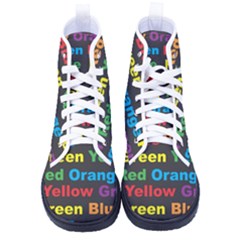 Red-yellow-blue-green-purple Women s High-top Canvas Sneakers by Wav3s