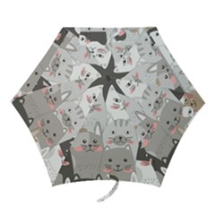 Cute Cats Seamless Pattern Mini Folding Umbrellas by Wav3s