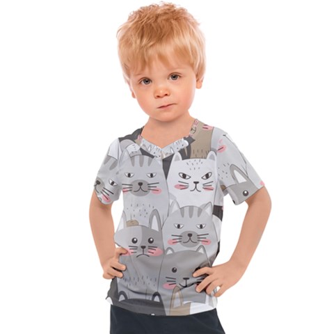 Cute Cats Seamless Pattern Kids  Sports Tee by Wav3s