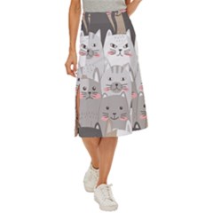 Cute Cats Seamless Pattern Midi Panel Skirt by Wav3s