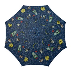 Cat-cosmos-cosmonaut-rocket Golf Umbrellas by Wav3s