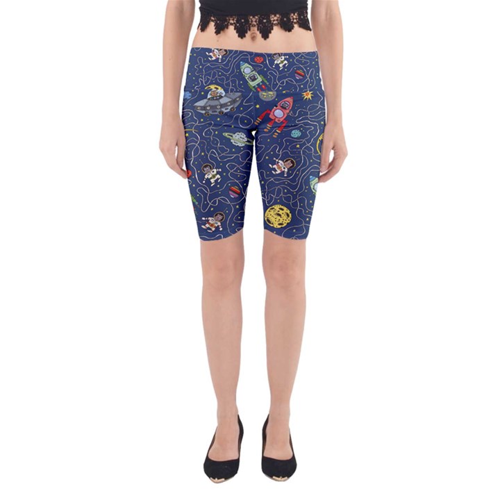 Cat-cosmos-cosmonaut-rocket Yoga Cropped Leggings