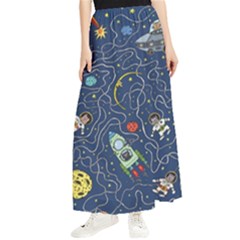 Cat-cosmos-cosmonaut-rocket Maxi Chiffon Skirt by Wav3s