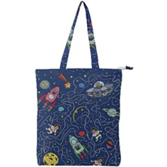 Cat-cosmos-cosmonaut-rocket Double Zip Up Tote Bag by Wav3s