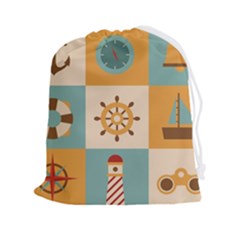 Nautical-elements-collection Drawstring Pouch (2xl) by Wav3s