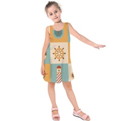 Nautical-elements-collection Kids  Sleeveless Dress by Wav3s