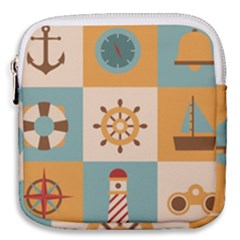 Nautical-elements-collection Mini Square Pouch by Wav3s