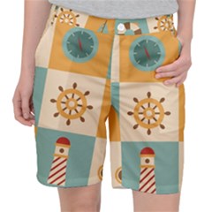 Nautical-elements-collection Women s Pocket Shorts by Wav3s