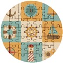 Nautical-elements-collection Wooden Puzzle Round View1