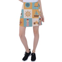 Nautical-elements-collection Tennis Skirt by Wav3s