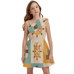 Nautical-elements-collection Kids  One Shoulder Party Dress by Wav3s