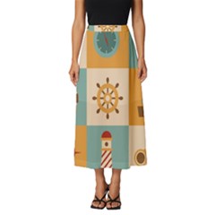 Nautical-elements-collection Classic Midi Chiffon Skirt by Wav3s