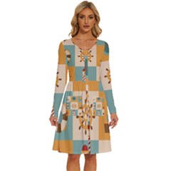 Nautical-elements-collection Long Sleeve Dress With Pocket by Wav3s