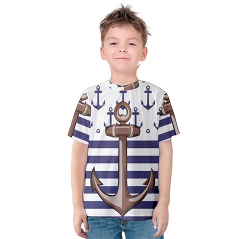 Anchor-background-design Kids  Cotton Tee by Wav3s