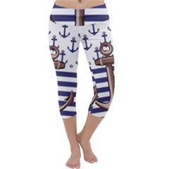 Anchor-background-design Capri Yoga Leggings by Wav3s