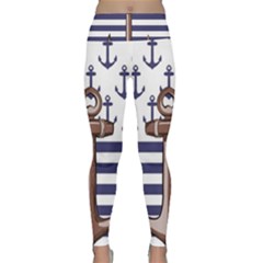 Anchor-background-design Lightweight Velour Classic Yoga Leggings by Wav3s