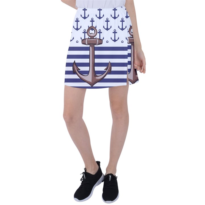 Anchor-background-design Tennis Skirt