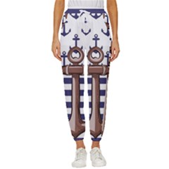 Anchor-background-design Women s Cropped Drawstring Pants by Wav3s