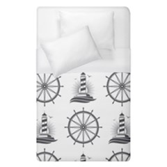 Marine-nautical-seamless-pattern-with-vintage-lighthouse-wheel Duvet Cover (single Size) by Wav3s