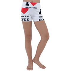 I Love American Coffee Kids  Lightweight Velour Yoga Shorts by ilovewhateva