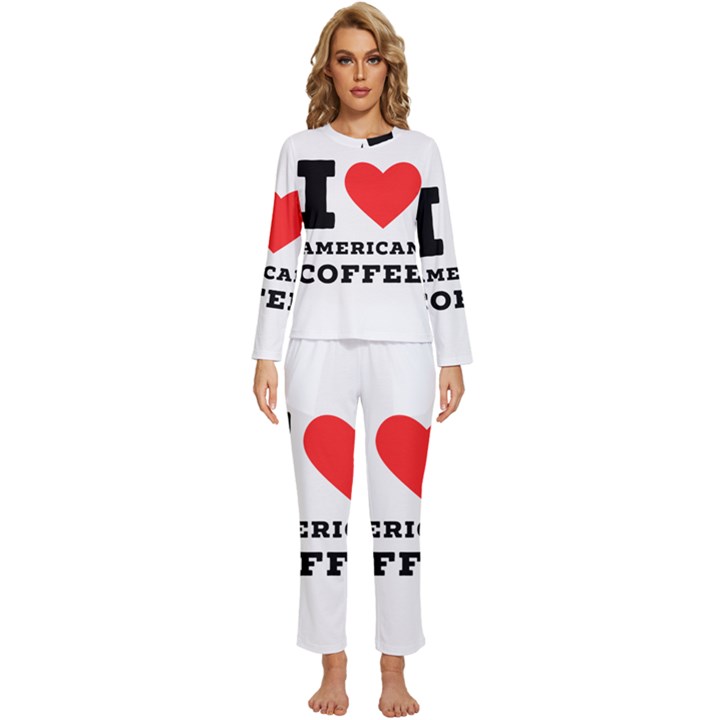 I love American coffee Womens  Long Sleeve Lightweight Pajamas Set