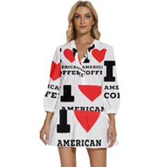 I Love American Coffee V-neck Placket Mini Dress by ilovewhateva