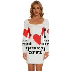 I Love American Coffee Long Sleeve Square Neck Bodycon Velvet Dress by ilovewhateva