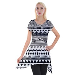 Boho-style-pattern Short Sleeve Side Drop Tunic