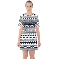 Boho-style-pattern Sixties Short Sleeve Mini Dress