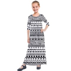 Boho-style-pattern Kids  Quarter Sleeve Maxi Dress