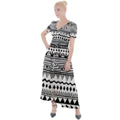 Boho-style-pattern Button Up Short Sleeve Maxi Dress