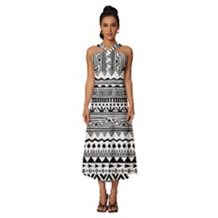 Boho-style-pattern Sleeveless Cross Front Cocktail Midi Chiffon Dress by Wav3s