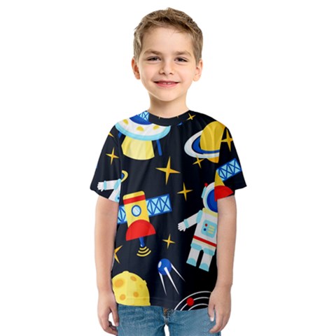 Space Seamless Pattern Kids  Sport Mesh Tee by Wav3s