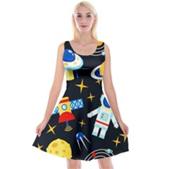 Space Seamless Pattern Reversible Velvet Sleeveless Dress