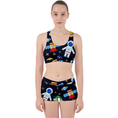 Space Seamless Pattern Work It Out Gym Set