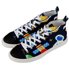 Space Seamless Pattern Men s Mid-top Canvas Sneakers