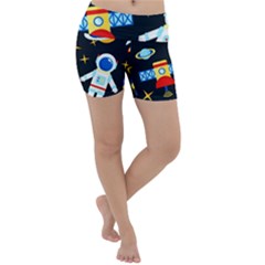 Space Seamless Pattern Lightweight Velour Yoga Shorts by Wav3s