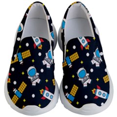 Seamless-adventure-space-vector-pattern-background Kids Lightweight Slip Ons by Wav3s