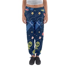 Seamless-pattern-with-funny-aliens-cat-galaxy Women s Jogger Sweatpants