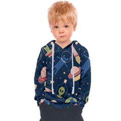 Seamless-pattern-with-funny-aliens-cat-galaxy Kids  Overhead Hoodie by Wav3s