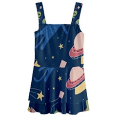 Seamless-pattern-with-funny-aliens-cat-galaxy Kids  Layered Skirt Swimsuit by Wav3s