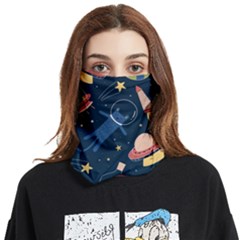 Seamless-pattern-with-funny-aliens-cat-galaxy Face Covering Bandana (two Sides) by Wav3s