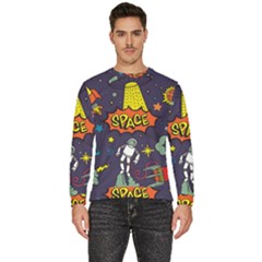 Vector Flat Space Design Background With Text Men s Fleece Sweatshirt