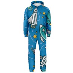 About-space-seamless-pattern Hooded Jumpsuit (men) by Wav3s