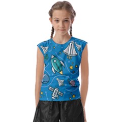 About-space-seamless-pattern Kids  Raglan Cap Sleeve Tee by Wav3s