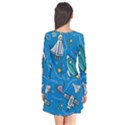 About-space-seamless-pattern Long Sleeve V-neck Flare Dress View2